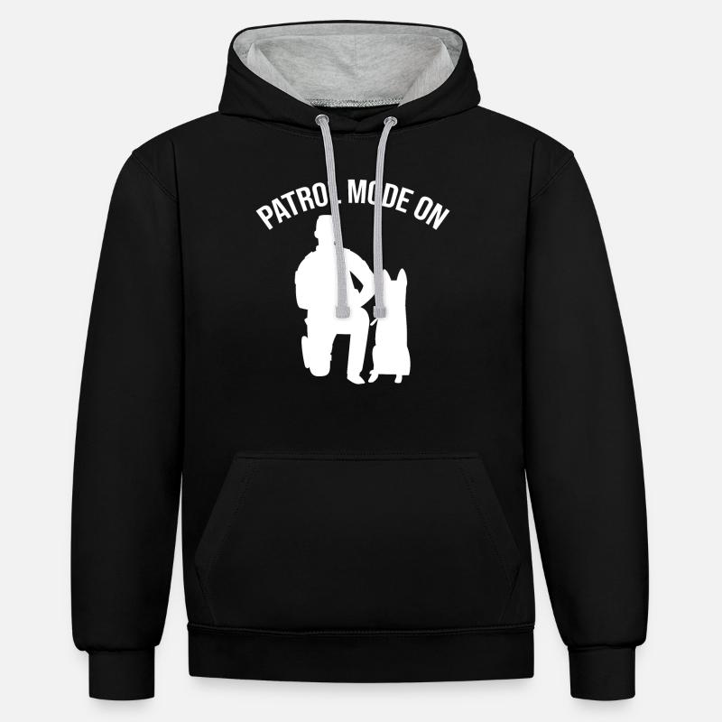 Chien policier policier - Sweat à capuche contrasté - noir/gris chiné