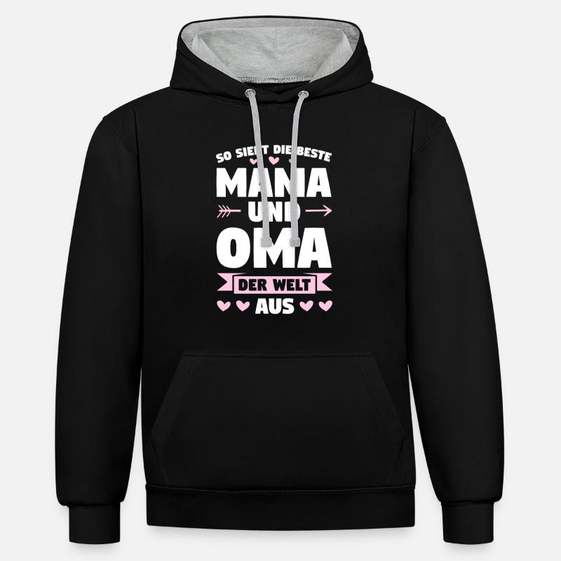 Mama Oma Mutter Geschenk - Kontrast-Hoodie - Schwarz/Grau meliert