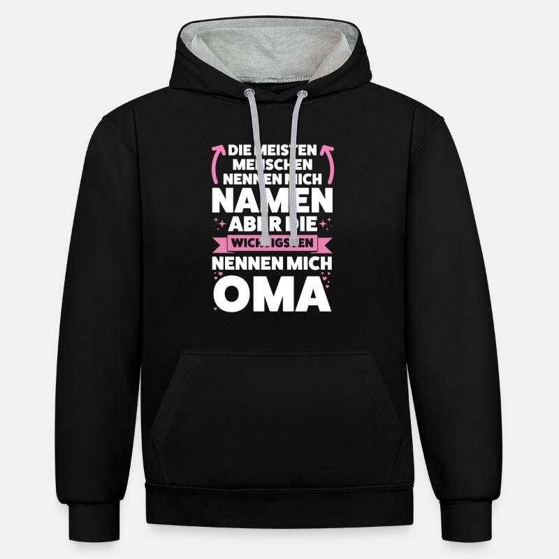 Oma Großmutter Omi Geschenk - Kontrast-Hoodie - Schwarz/Grau meliert