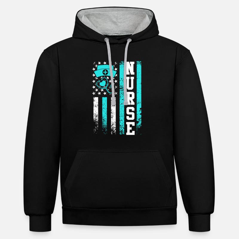 États-Unis Infirmière infirmière Infirmière Infirmière - Sweat à capuche contrasté - noir/gris chiné