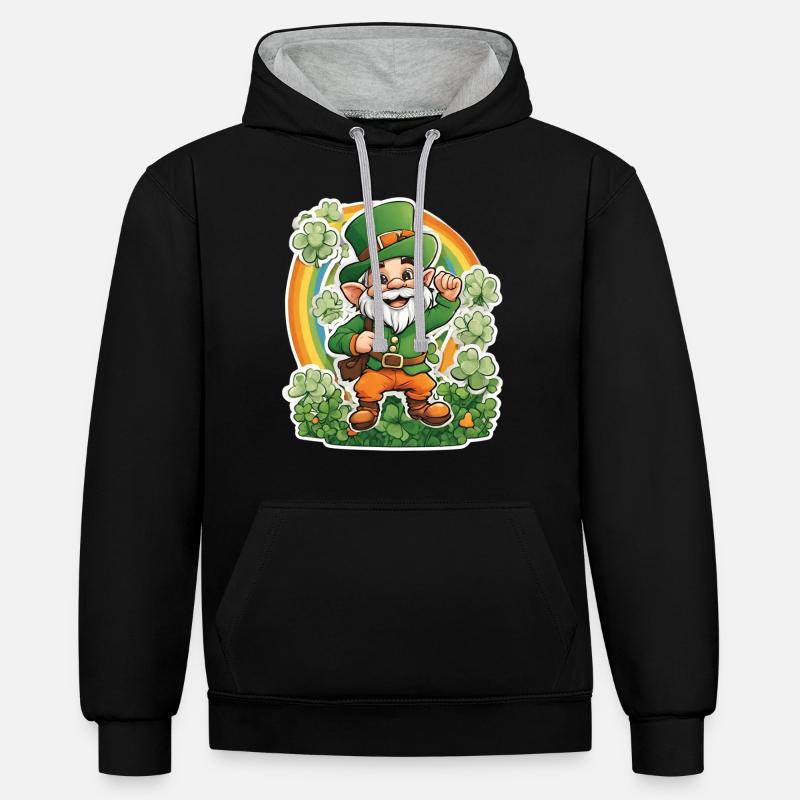 Saint Patrick 3 - Sweat à capuche contrasté - noir/gris chiné