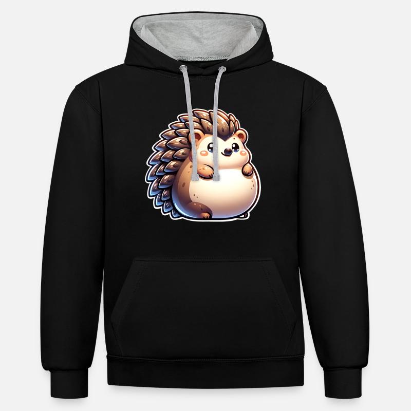Hérisson - Sweat à capuche contrasté - noir/gris chiné