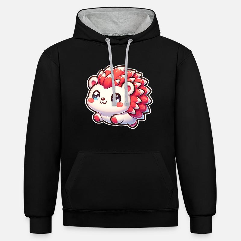 Hérisson - Sweat à capuche contrasté - noir/gris chiné