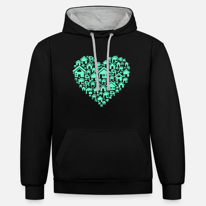 L’amour de la maison - Sweat à capuche contrasté - noir/gris chiné