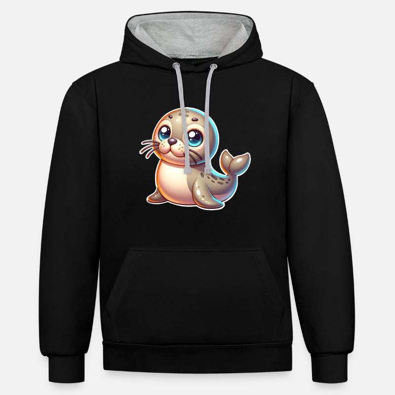 Sceau d’étanchéité - Sweat à capuche contrasté - noir/gris chiné