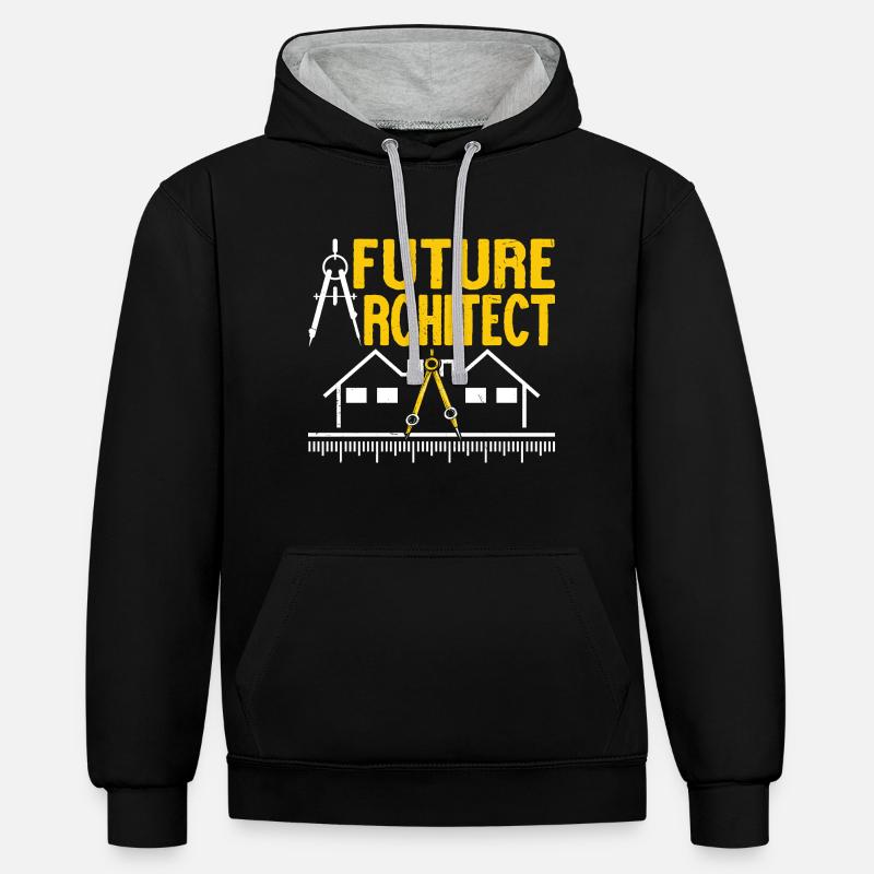Architecte - Sweat à capuche contrasté - noir/gris chiné