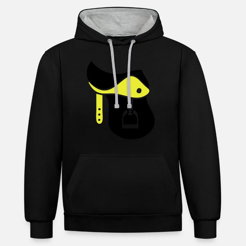 sattel_02 - Sweat à capuche contrasté - noir/gris chiné