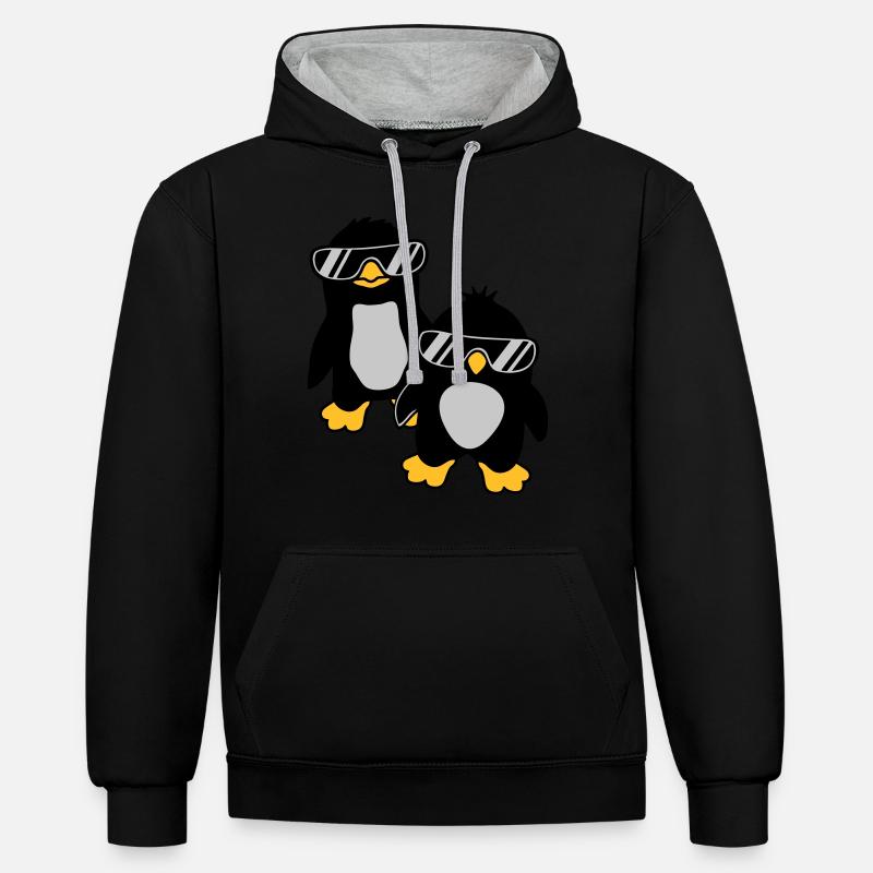 Penguins Crew 2 Amis - Sweat à capuche contrasté - noir/gris chiné