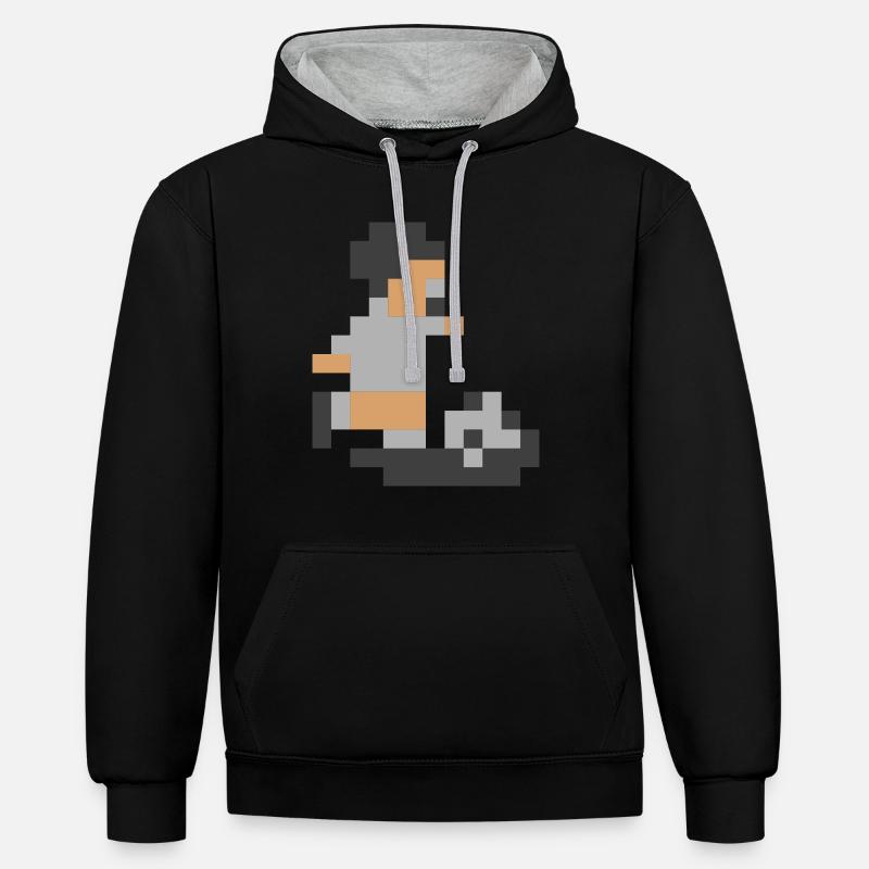 Sensi pixels Homme - Sweat à capuche contrasté - noir/gris chiné