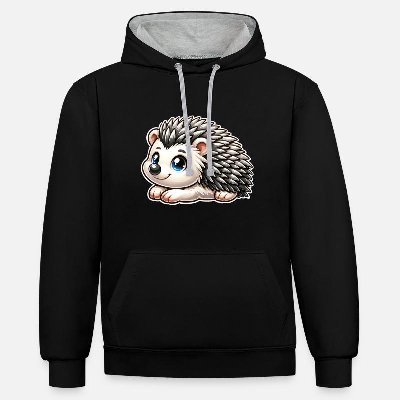 Hérisson - Sweat à capuche contrasté - noir/gris chiné