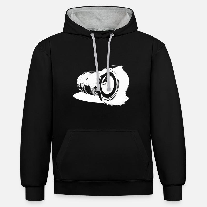 Caméra objectif - Sweat à capuche contrasté - noir/gris chiné