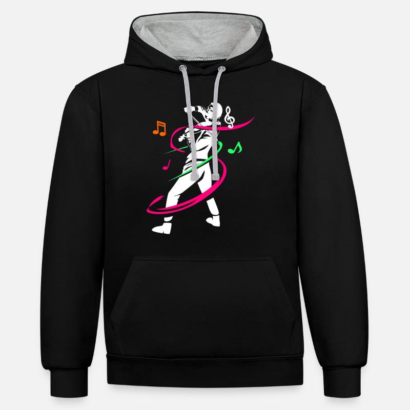 Cadeau violon violon violon - Sweat à capuche contrasté - noir/gris chiné