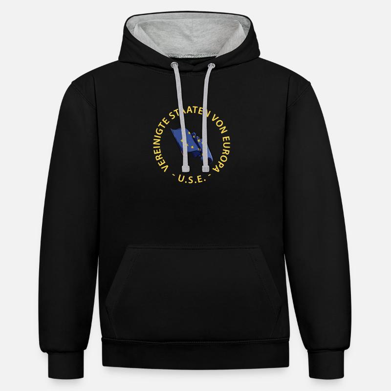 UTILISATION UTILISER États-Unis d'Europe UE - Sweat à capuche contrasté - noir/gris chiné