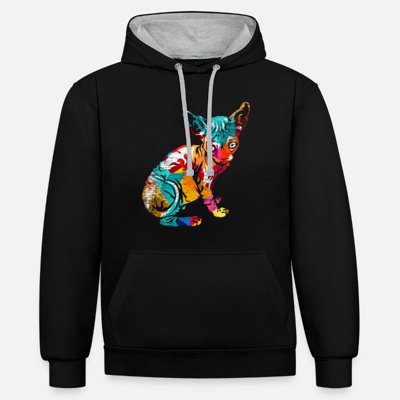 Polygone de Sphynx - Sweat à capuche contrasté - noir/gris chiné