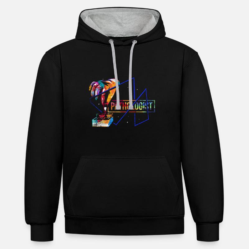 Pathologie pathologiste - Sweat à capuche contrasté - noir/gris chiné