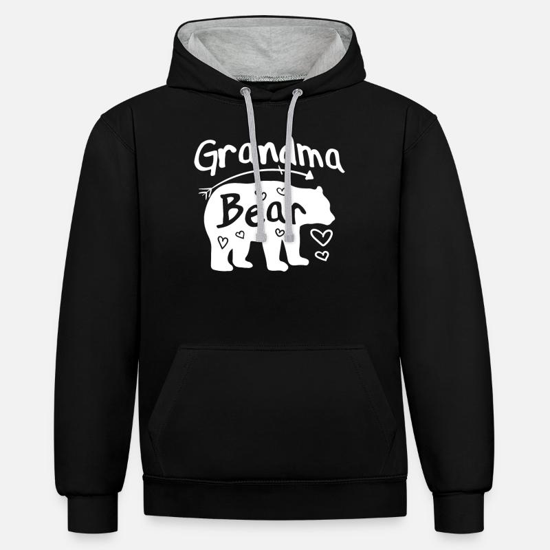 Ours de grand-mère - Sweat à capuche contrasté - noir/gris chiné