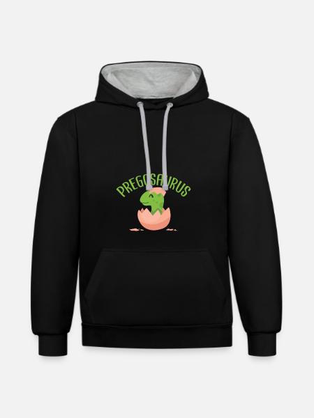 Pregosaurus - Contrast hoodie - black/heather grey
