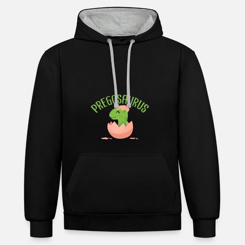 Pregosaurus - Kontrast-Hoodie - Schwarz/Grau meliert