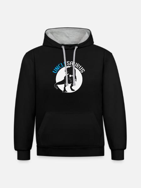 Unclesaurus - Sweat à capuche contrasté - noir/gris chiné