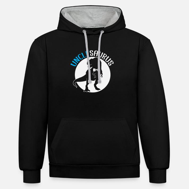 Unclesaurus - Kontrast-Hoodie - Schwarz/Grau meliert