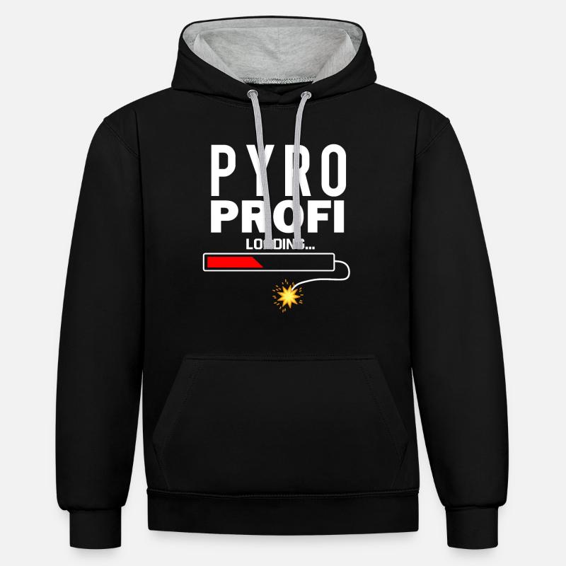 Pyrotechnie Pyro Profi Silvester - Sweat à capuche contrasté - noir/gris chiné