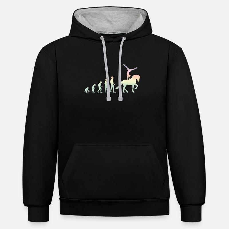 École d'équitation Volti Evolution - Sweat à capuche contrasté - noir/gris chiné