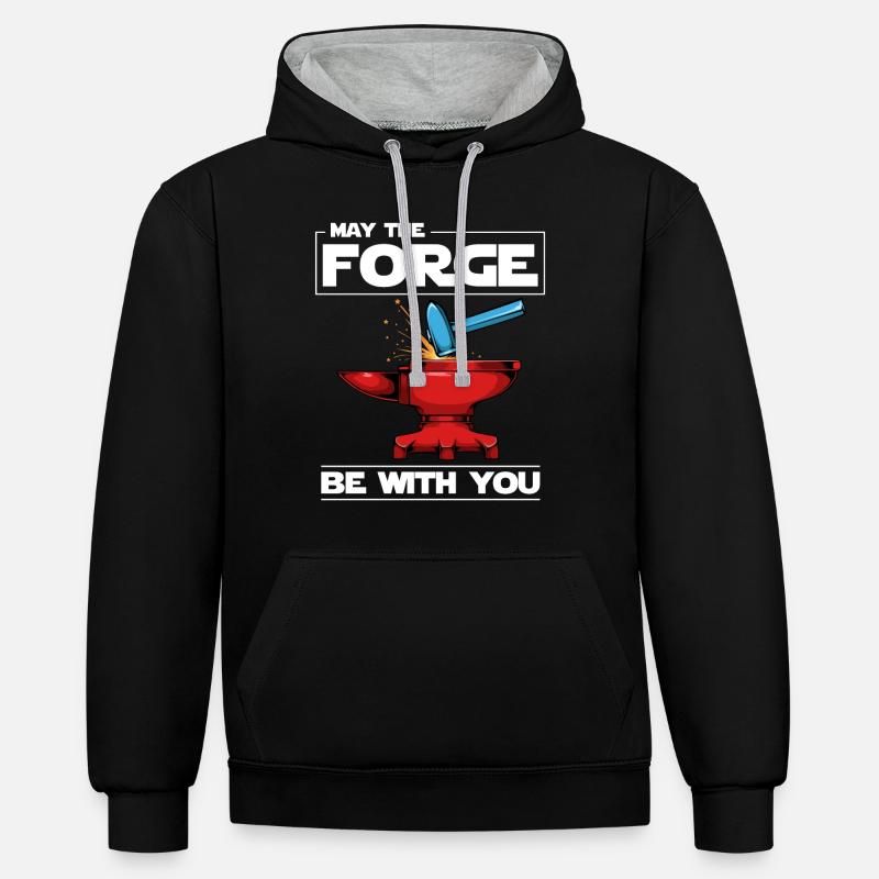 forgeron - Sweat à capuche contrasté - noir/gris chiné