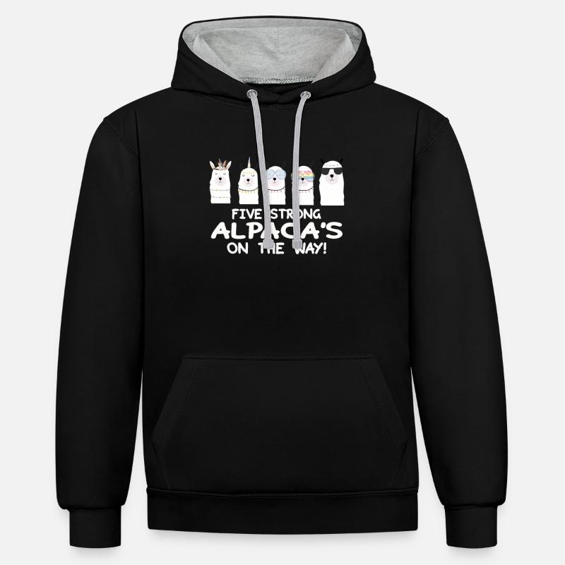 Une solide équipe d'alpaga - Sweat à capuche contrasté - noir/gris chiné