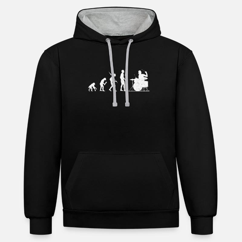 Evolution du batteur - Sweat à capuche contrasté - noir/gris chiné