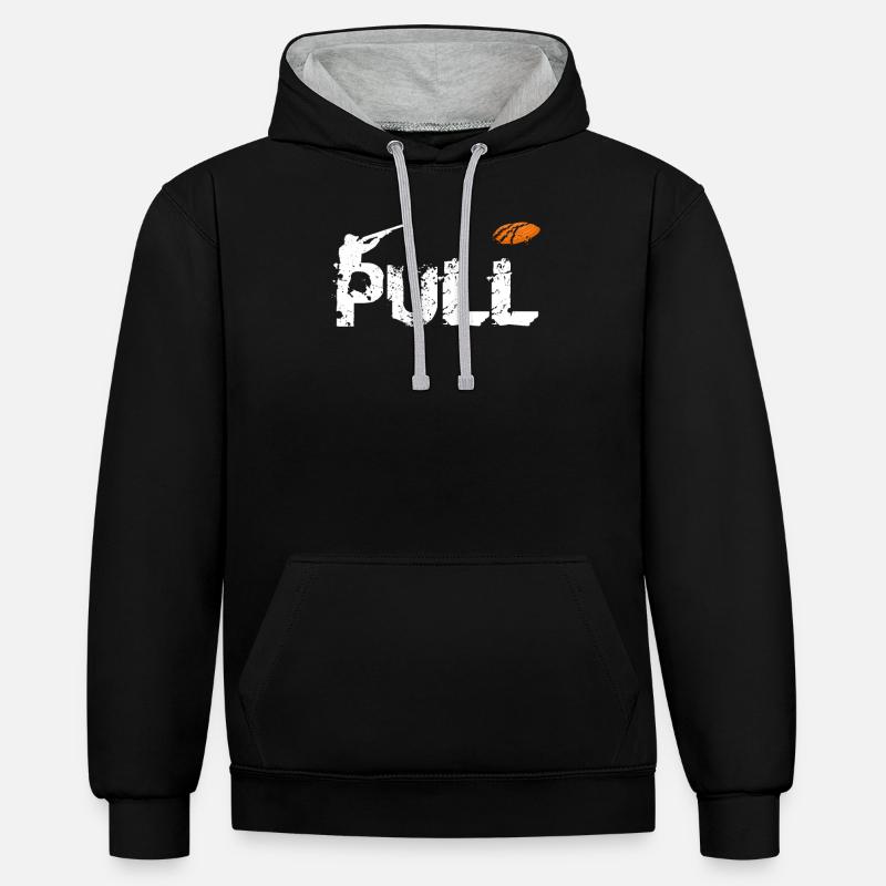 Tir au pigeon d'argile Tir à la cible PULL - Sweat à capuche contrasté - noir/gris chiné