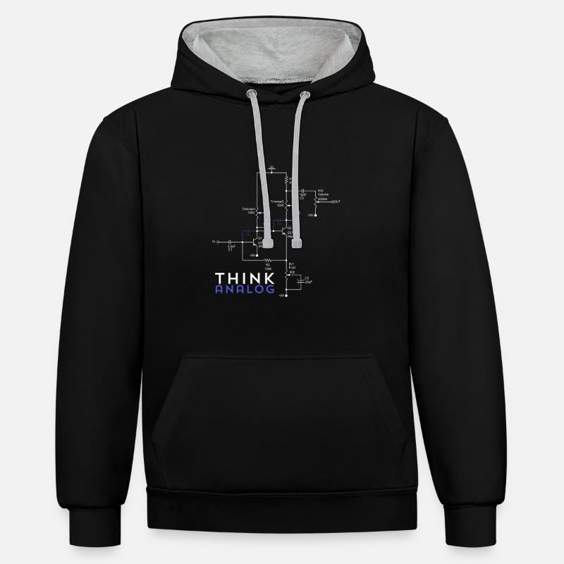Pensez rétro - Sweat à capuche contrasté - noir/gris chiné