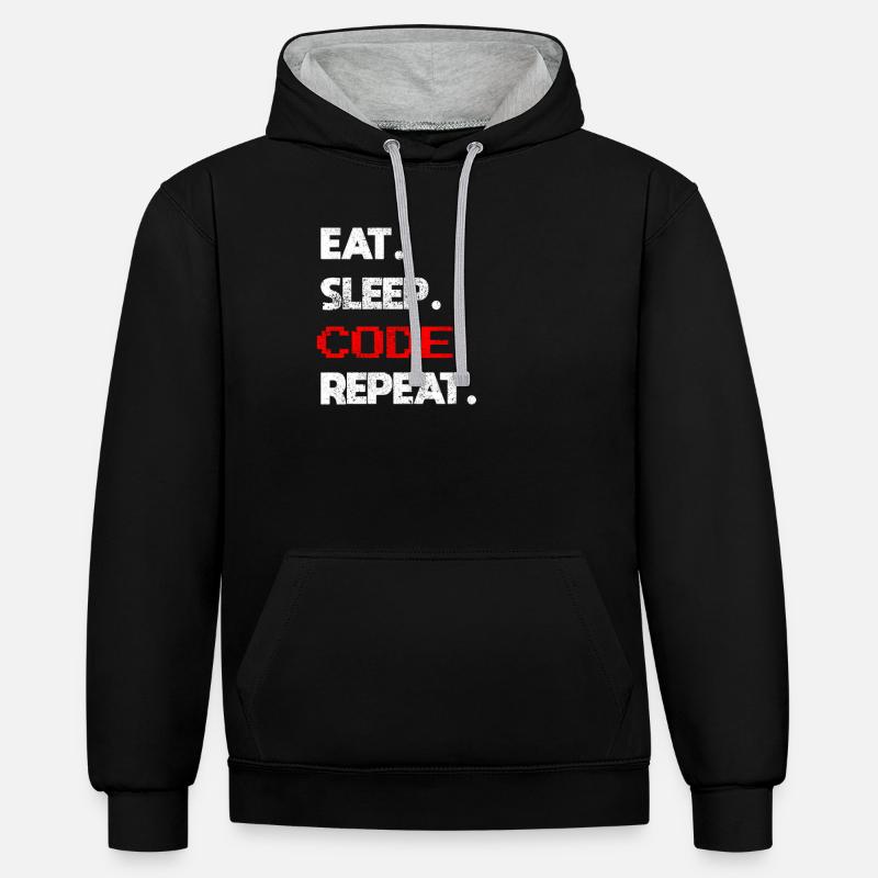 Coder Programmierer - Kontrast-Hoodie - Schwarz/Grau meliert