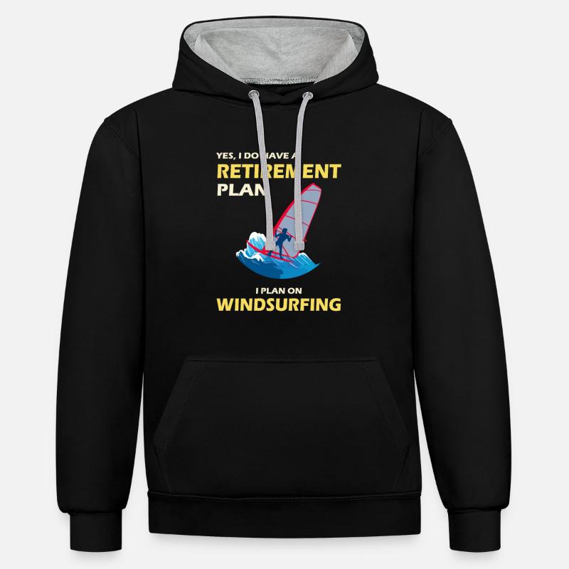 Windsurfer Windsurfing Ocean Summer Gift - Sweat à capuche contrasté - noir/gris chiné