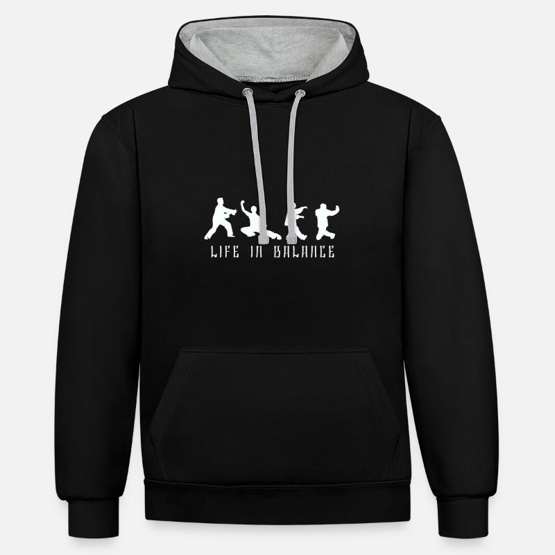 Bilan de vie taichi - Sweat à capuche contrasté - noir/gris chiné