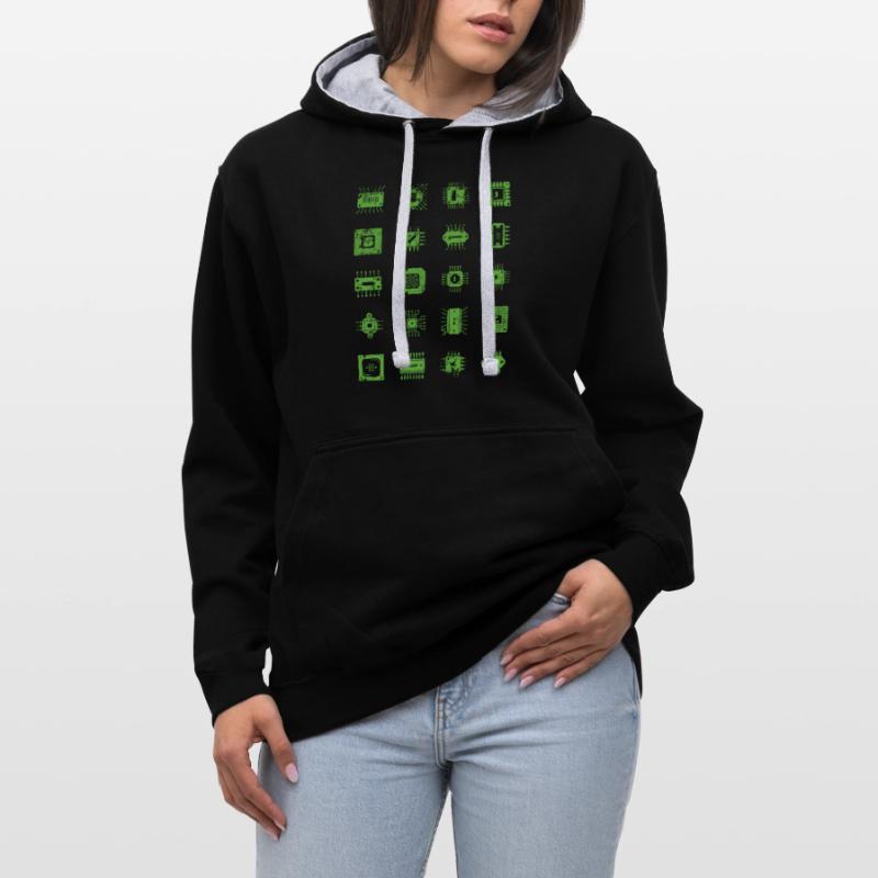 Microchips Microchip CPU Computer Scientist Hardware Contrast hoodie