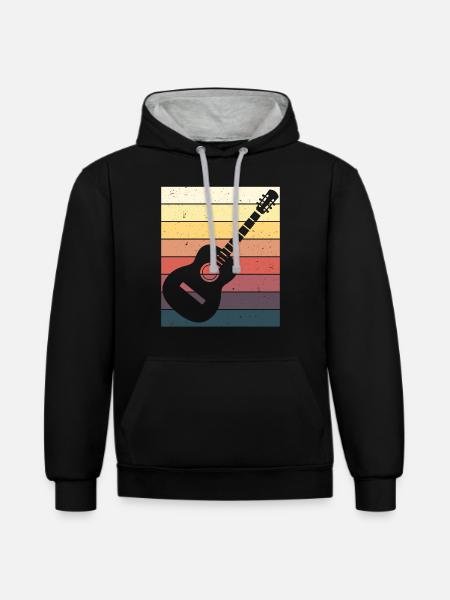 Guitar player Acoustic guitar gift - Contrast hoodie - black/heather grey