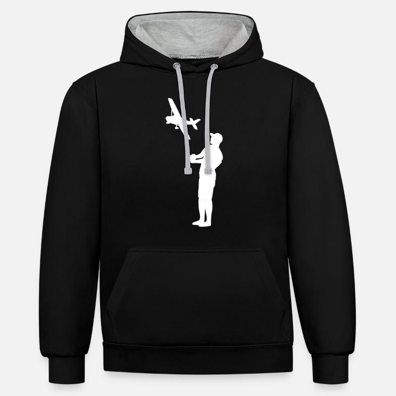 Modellflug Modellbauer Flugzeug Geschenk - Kontrast-Hoodie - Schwarz/Grau meliert