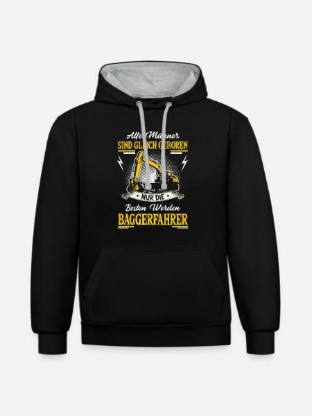 Bagger Baggerfahrer Spruch Geschenk - Kontrast-Hoodie - Schwarz/Grau meliert