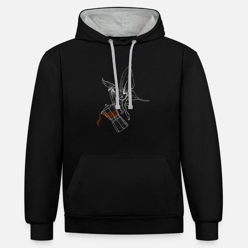 Fée du café - Sweat à capuche contrasté - noir/gris chiné