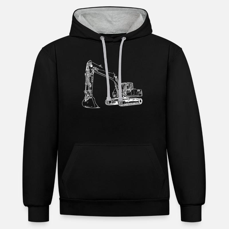 Machine de construction de dragage - Sweat à capuche contrasté - noir/gris chiné