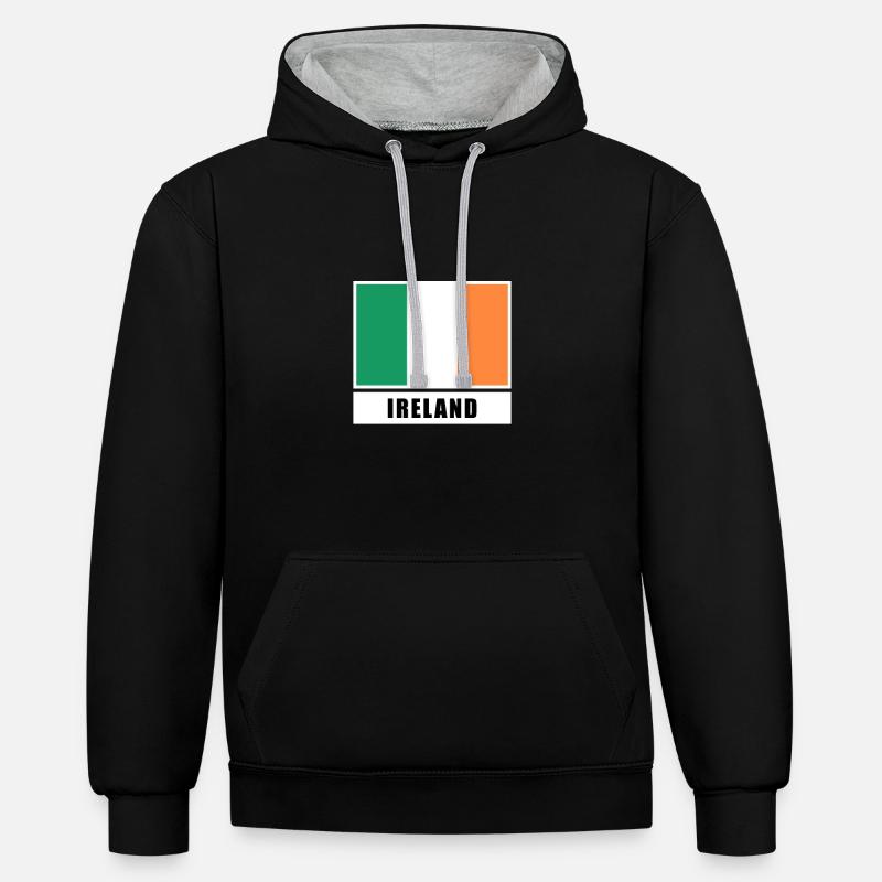 Irlande drapeau irlandais Drapeau - Sweat à capuche contrasté - noir/gris chiné