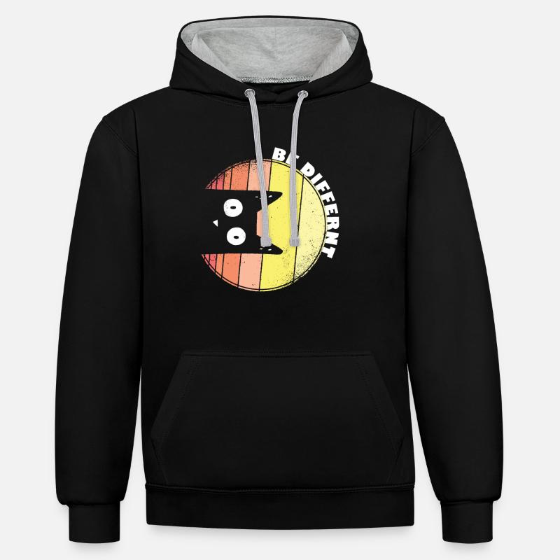 Soyez différent chat chat - Sweat à capuche contrasté - noir/gris chiné