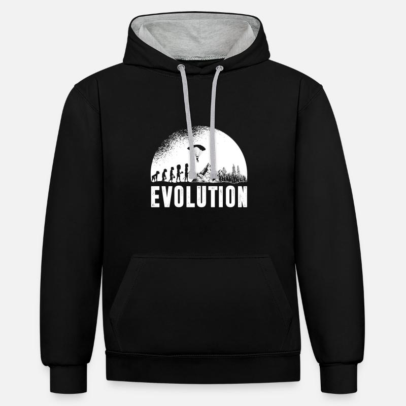 Évolution du parapente - Sweat à capuche contrasté - noir/gris chiné