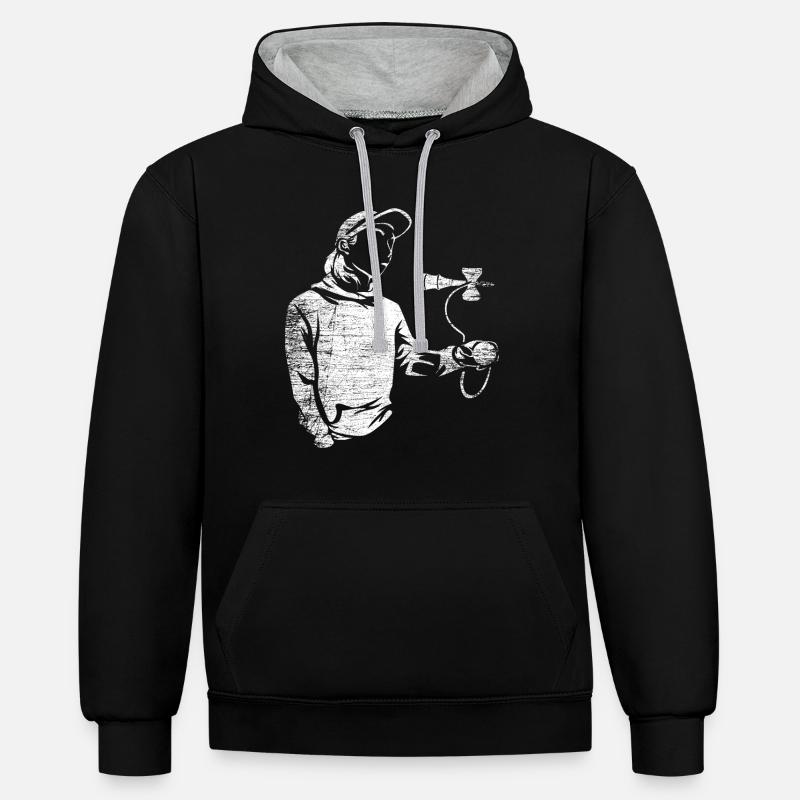 Kendama - Sweat à capuche contrasté - noir/gris chiné