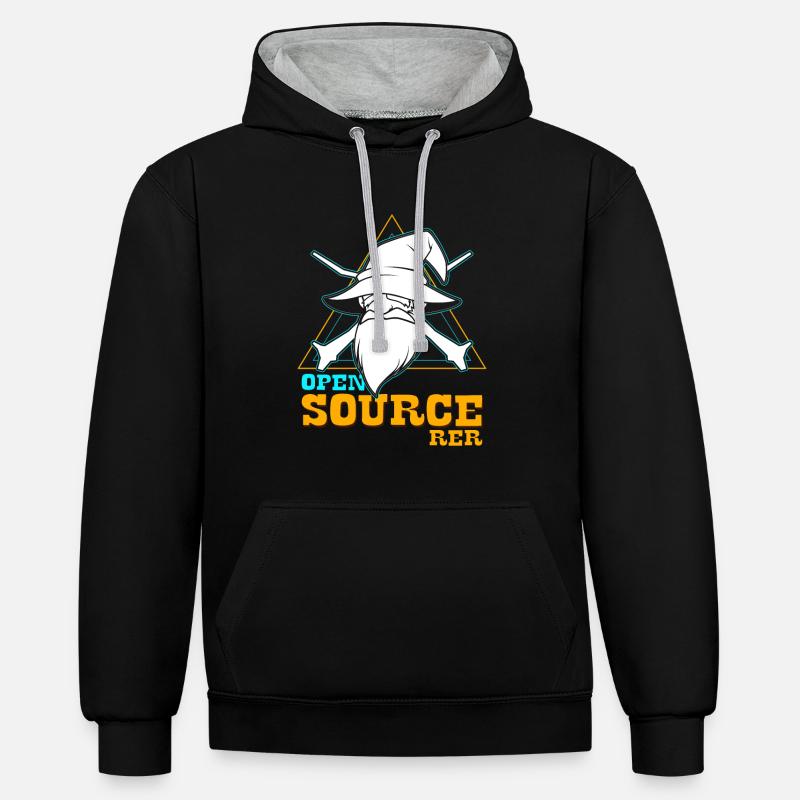 Open source - Sweat à capuche contrasté - noir/gris chiné