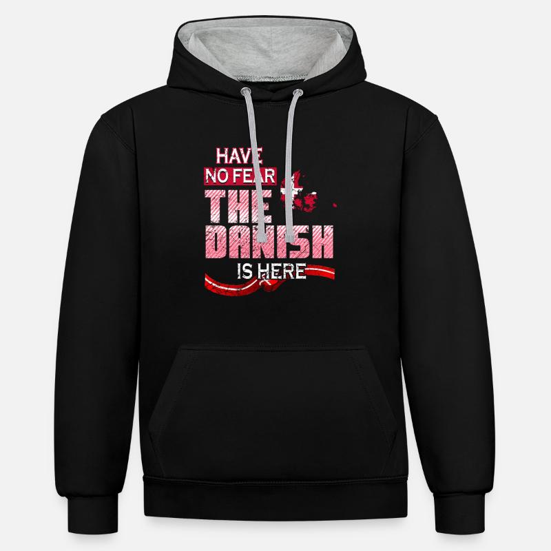 Drôle de Danois - Sweat à capuche contrasté - noir/gris chiné