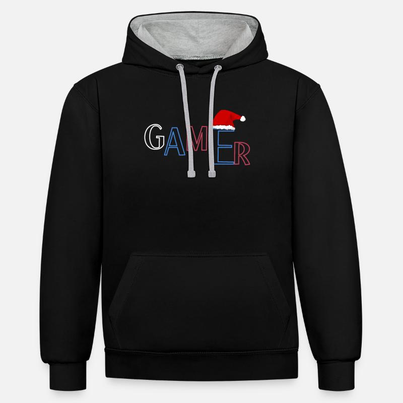 Joueur de Noël - Sweat à capuche contrasté - noir/gris chiné