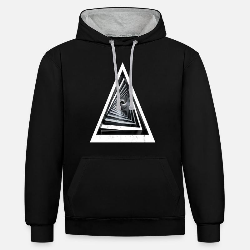 3D triangles - 3D effect - Contrast hoodie - black/heather grey