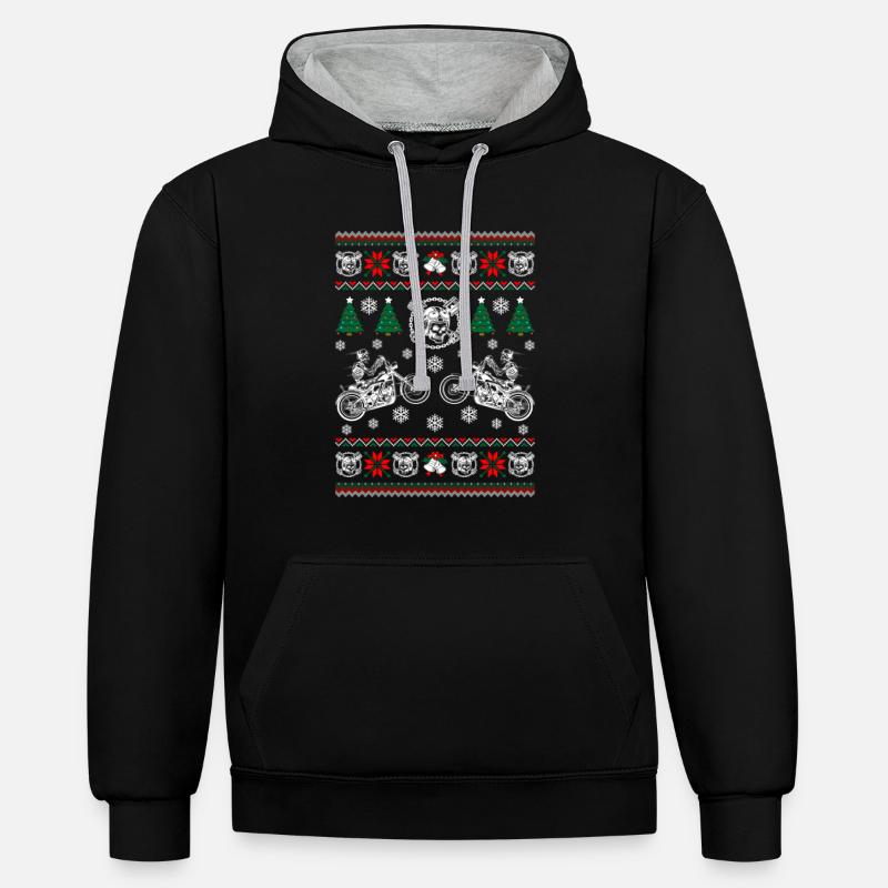 Biker laid Noël - Sweat à capuche contrasté - noir/gris chiné
