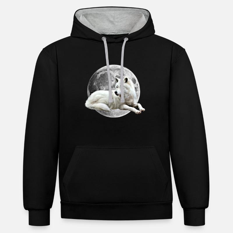 Wolf - Sweat à capuche contrasté - noir/gris chiné